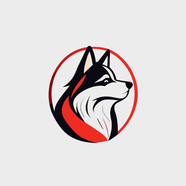 Diseño de logotipo simple de lindo perro husky ilustración vectorial plana