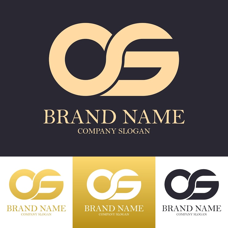 Vector diseño de logotipo simple de lujo letter og u os con color dorado