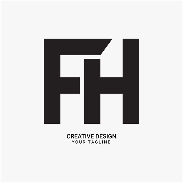 Diseño de logotipo simple de marca moderna con monograma plano inicial FH o HF creativo
