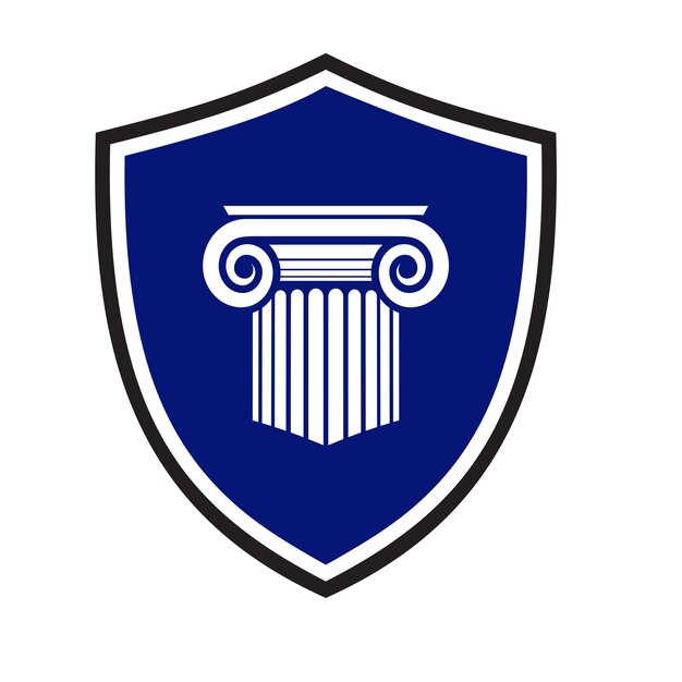 Diseño de logotipo simple del oficial de la ley de la columna del escudo