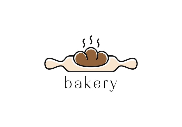 diseño de logotipo simple de panadería y rodillos