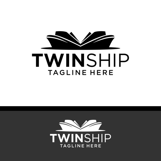 Vector diseño de logotipo simple de twin ship vector illustrator