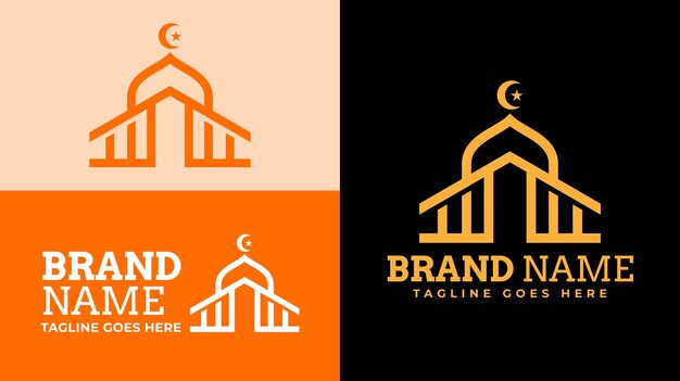 Diseño de logotipo simple de vector islámico de la mezquita