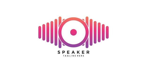 Diseño de logotipo de sistema de sonido de altavoz con vector premium de concepto creativo