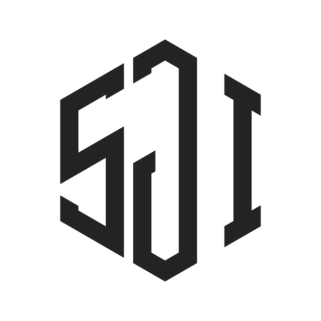 Diseño del logotipo SJI Letra inicial SJI Monograma Logotipo con forma de hexágono