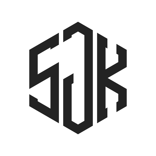 Diseño del logotipo SJK Letra inicial SJK Monograma Logotipo con forma de hexágono
