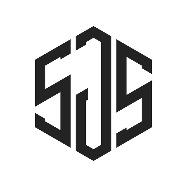 Diseño del logotipo de SJS Letra inicial SJS Monograma Logotipo con forma de hexágono