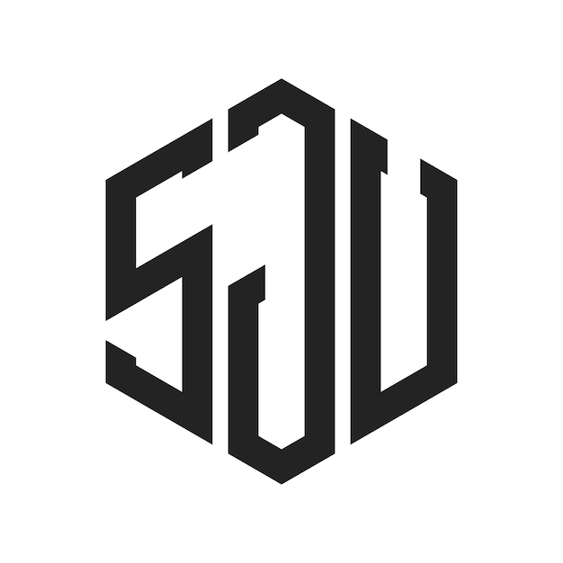 Diseño del logotipo de SJU Letra inicial SJU Monograma Logotipo con forma de hexágono