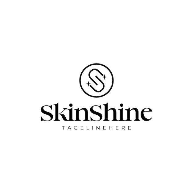 Diseño del logotipo SkinShine Elegante marca de cuidado de la belleza para cuidado de la piel y cosméticos