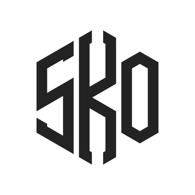 Diseño del logotipo SKO Letra inicial SKO Monograma Logotipo con forma de hexágono
