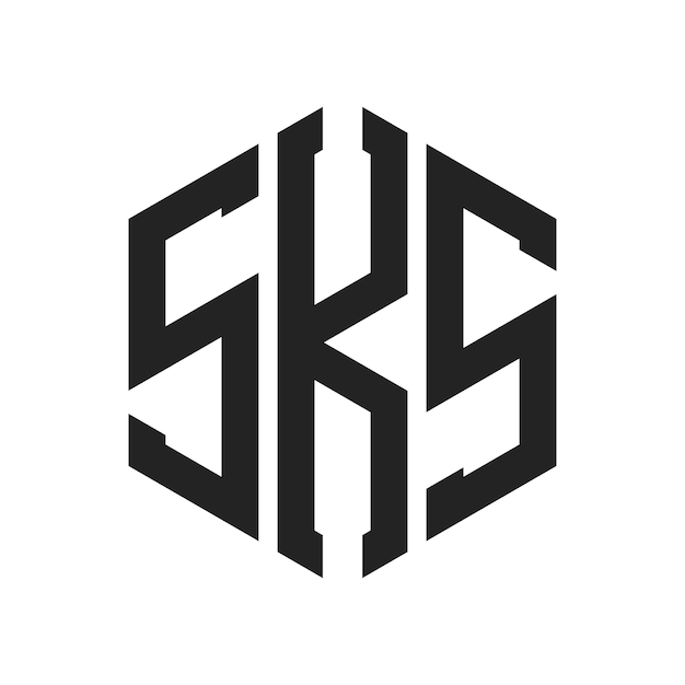 Diseño del logotipo SKS Letra inicial SKS Monograma Logotipo con forma de hexágono