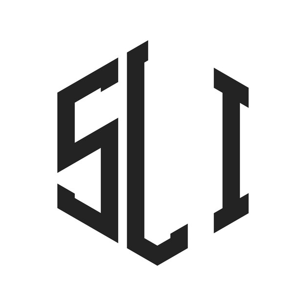 Diseño del logotipo SLI Letra inicial SLI Monograma Logotipo con forma de hexágono