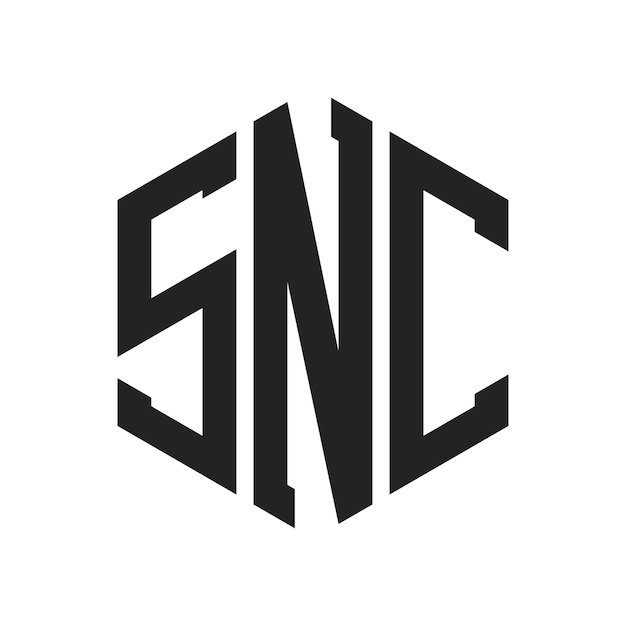Diseño del logotipo SNC Letra inicial Monograma SNC Logotipo con forma de hexágono