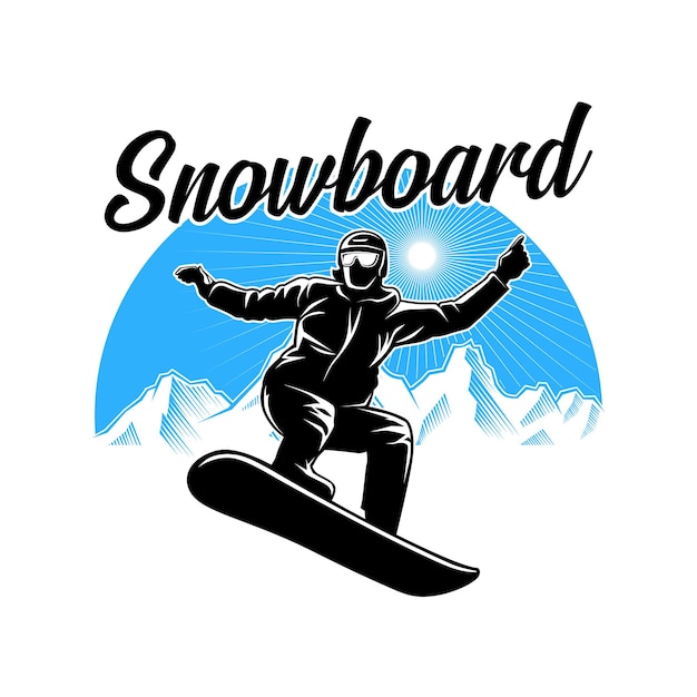 Diseño de logotipo de snowboard Vector de ilustración del logotipo de deportes de esquí