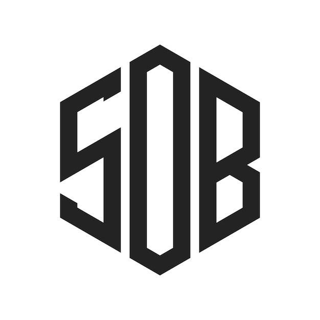 Diseño del logotipo SOB Letra inicial SOB Monograma Logotipo con forma de hexágono