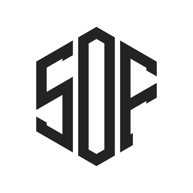 Diseño del logotipo SOF Letra inicial SOF Monograma Logotipo con forma de hexágono