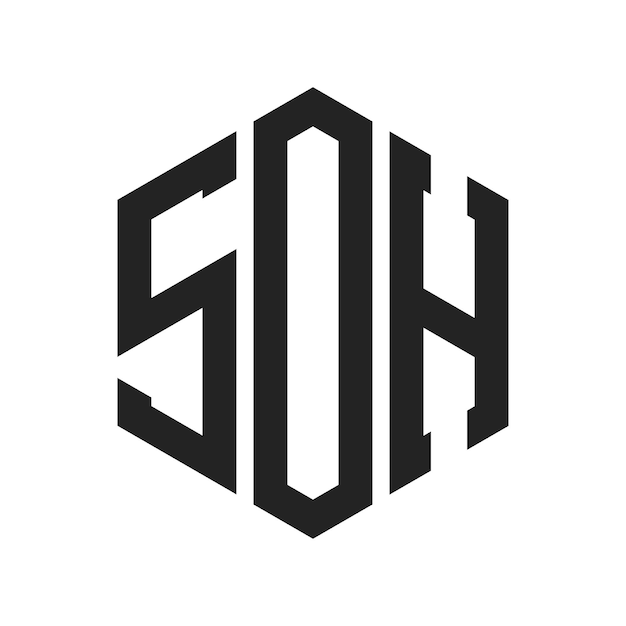 Diseño del logotipo SOH Letra inicial SOH Monograma Logotipo con forma de hexágono