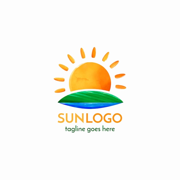 Vector diseño de logotipo de sol de acuarela