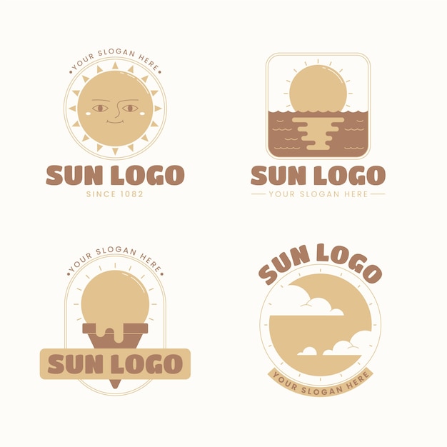 Diseño de logotipo de sol dibujado a mano