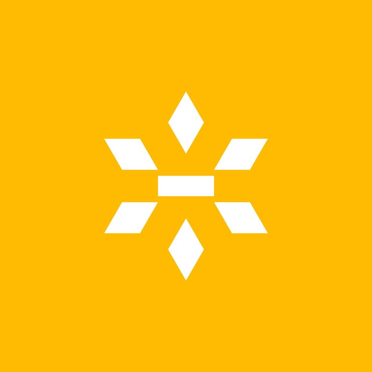 Diseño de logotipo de sol y letra H.