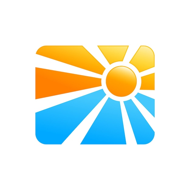 Diseño de logotipo de sol y playa Icono de sol y playa para negocios de turismo
