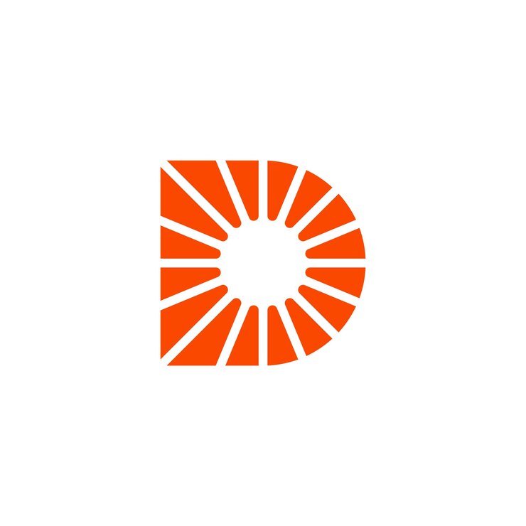 Vector diseño de logotipo solar moderno de la letra d