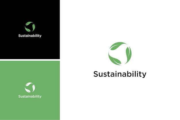 Vector diseño de logotipo de sostenibilidad con vector circular de hoja