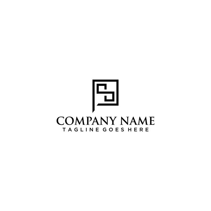 Vector diseño de logotipo sp ps de letra profesional y minimalista editable en formato vectorial en blanco y negro