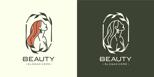 Diseño de logotipo de spa y salón de belleza mujer