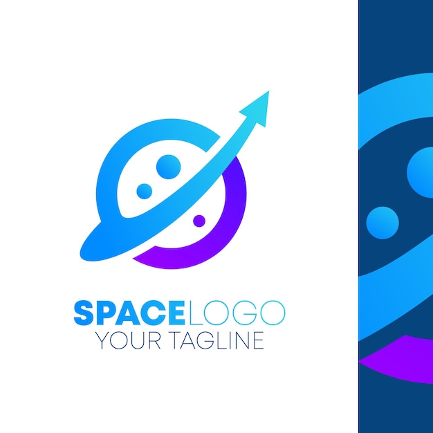 Vector diseño de logotipo space planet gradient