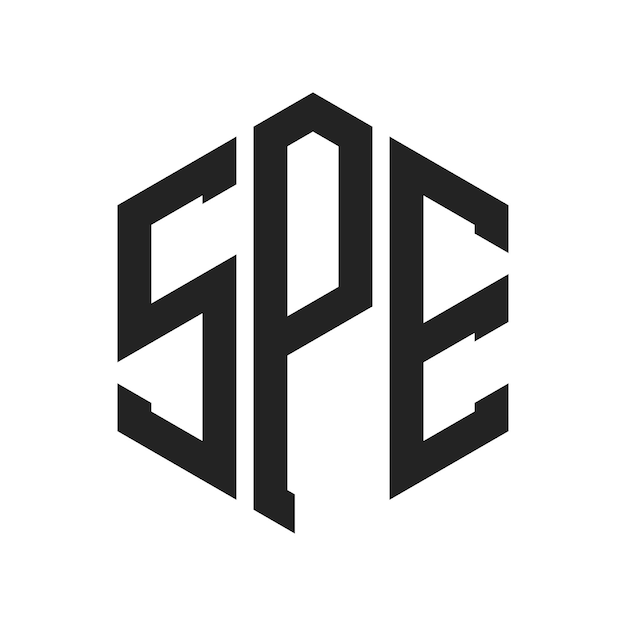 Diseño del logotipo SPE Letra inicial SPE Monograma Logotipo con forma de hexágono