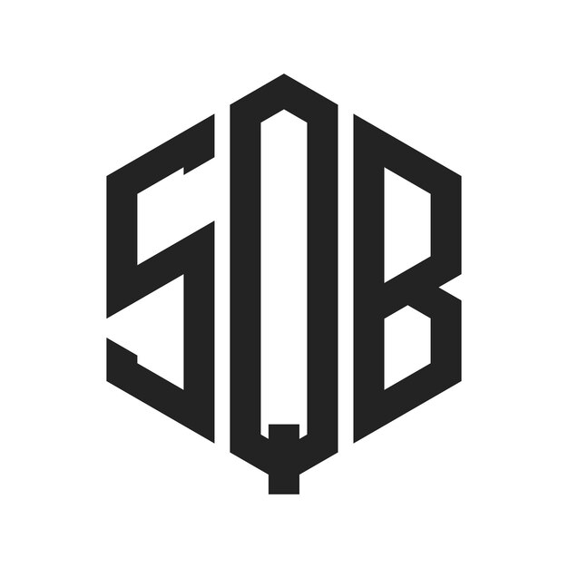 Diseño del logotipo de SQB Letra inicial SQB Monograma Logotipo con forma de hexágono