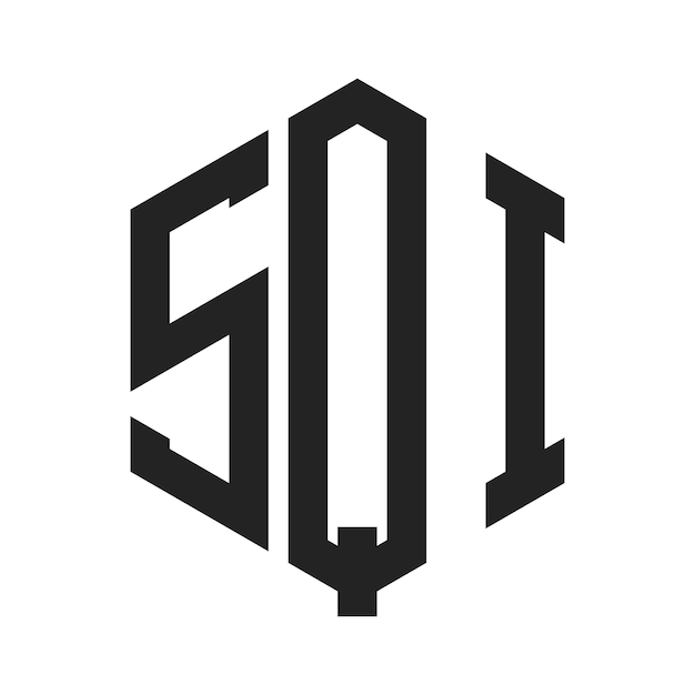 Diseño del logotipo de SQI Letra inicial Logotipo del monograma SQI con forma de hexágono