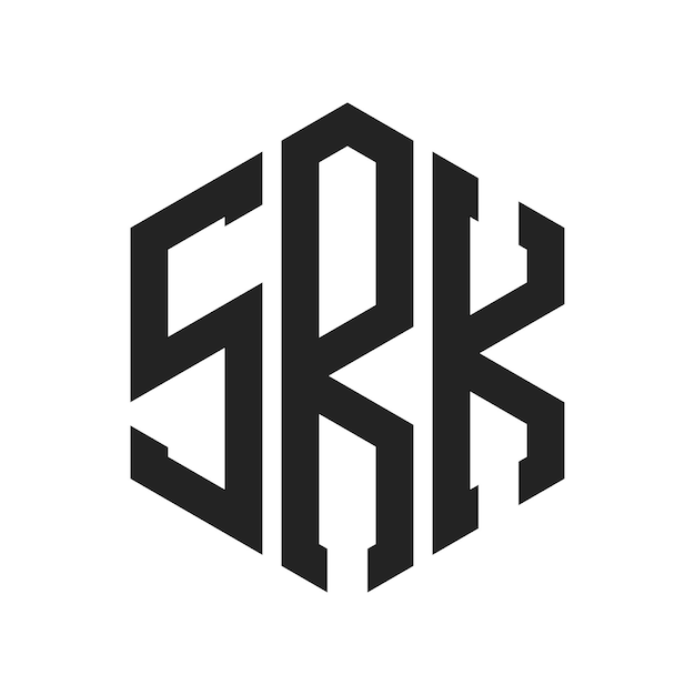 Diseño del logotipo SRK Letra inicial SRK Monograma Logotipo con forma de hexágono