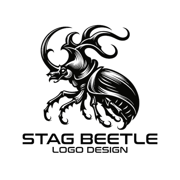 Diseño del logotipo de Stag Beetle Vector