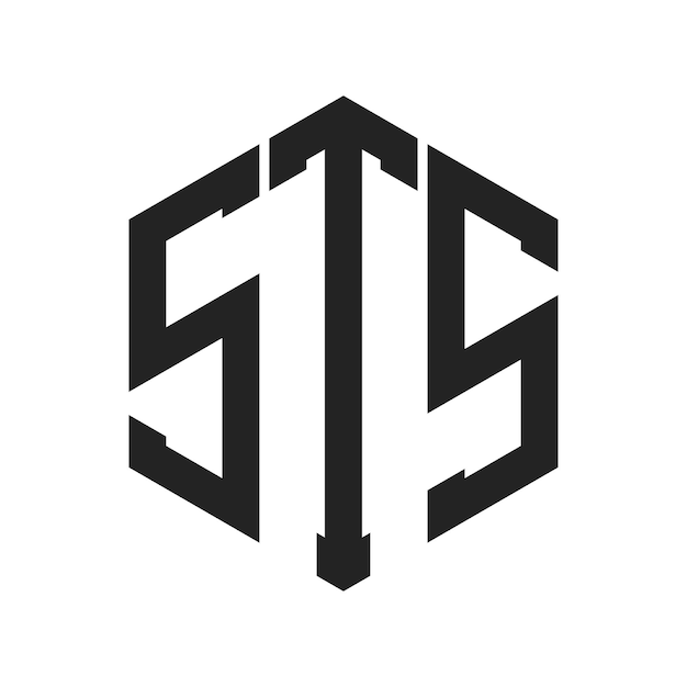 Diseño del logotipo STS Letra inicial STS Monograma Logotipo con forma de hexágono