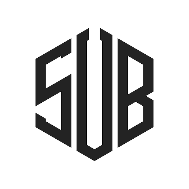 Diseño del logotipo SUB Letra inicial SUB Monograma Logotipo con forma de hexágono
