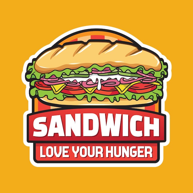 Vector diseño de logotipo sub sandwich con emblema de restaurante