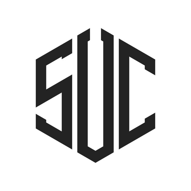 Diseño del logotipo de SUC Letra inicial SUC Monograma Logotipo con forma de hexágono