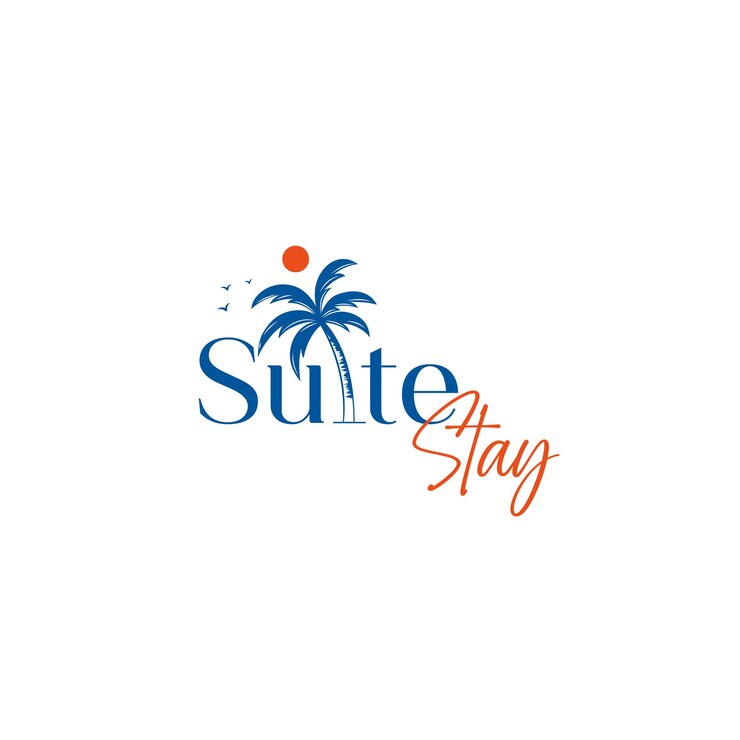 Vector el diseño del logotipo de la suite premium stay pine tree earth shohag
