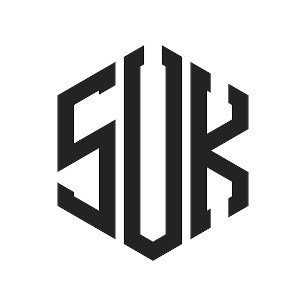 Diseño del logotipo SUK Letra inicial SUK Monograma Logotipo con forma de hexágono