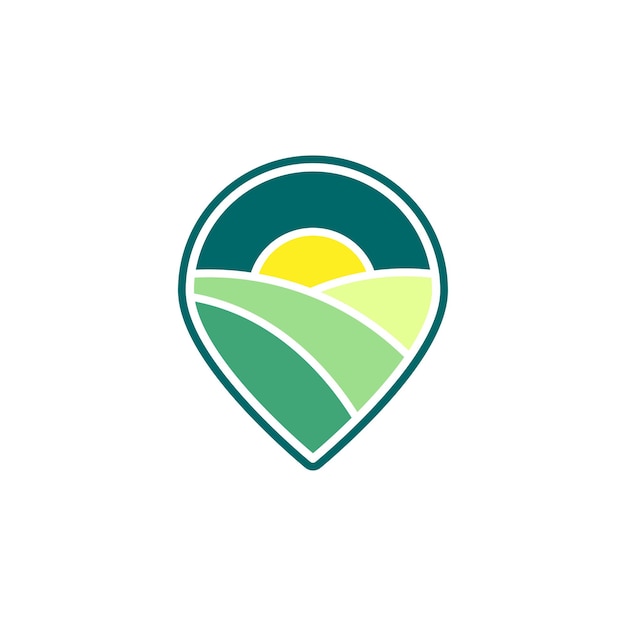 Diseño de logotipo Sun Farm Field Summer Agriculture Harvest