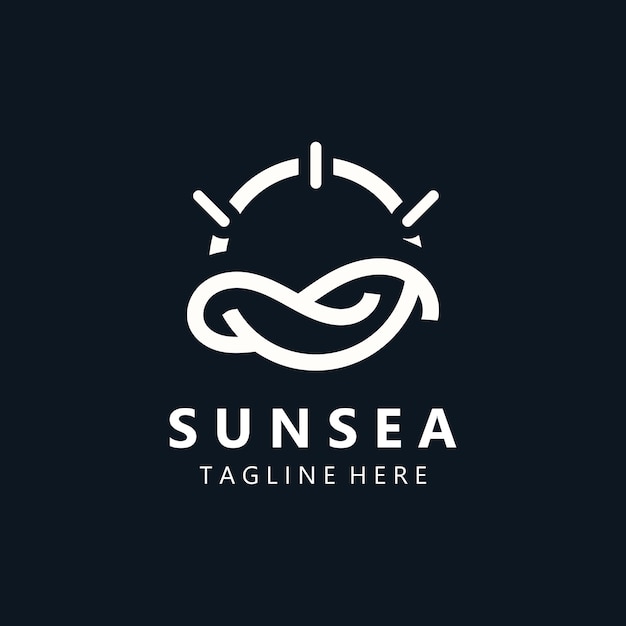 El diseño del logotipo de sun sea es creativo, el vector de iconos de sun beach es premium.