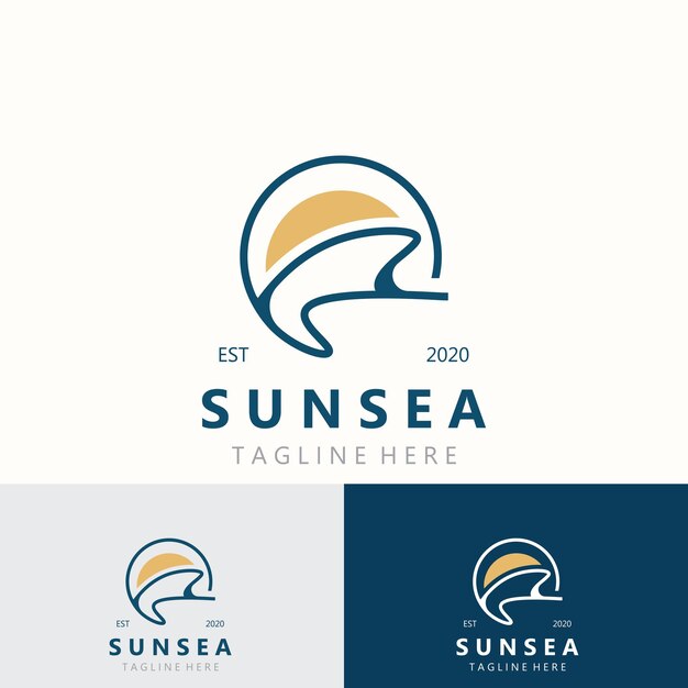 Vector el diseño del logotipo de sun sea es creativo, el vector de iconos de sun beach es premium.