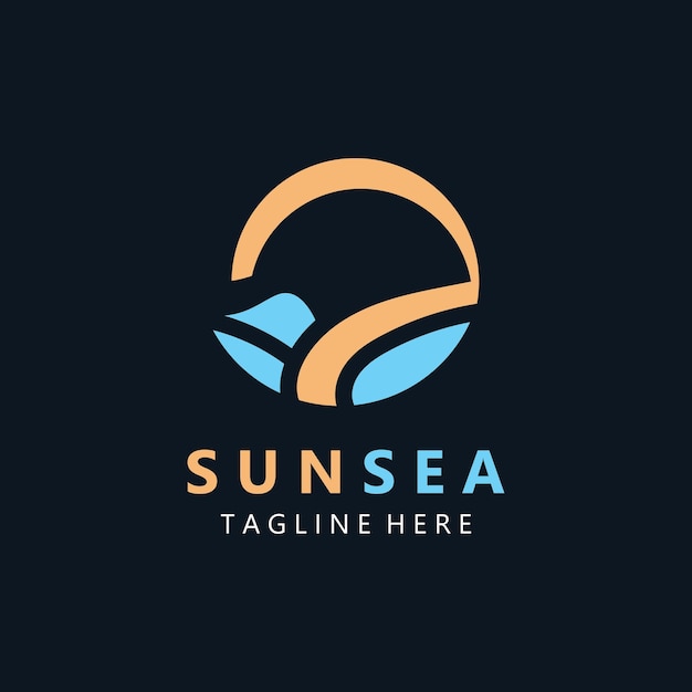 El diseño del logotipo de sun sea es creativo, el vector de iconos de sun beach es premium.