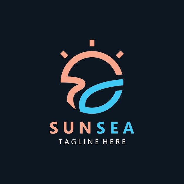 Vector el diseño del logotipo de sun sea es creativo, el vector de iconos de sun beach es premium.