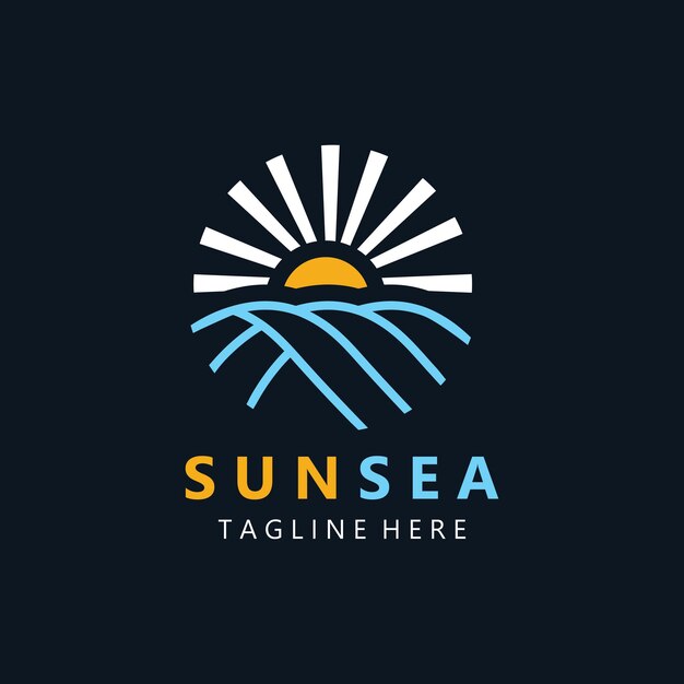 Vector el diseño del logotipo de sun sea es creativo, el vector de iconos de sun beach es premium.