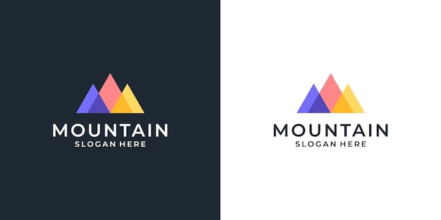 Vector diseño de logotipo de superposición de montañas modernas coloridas