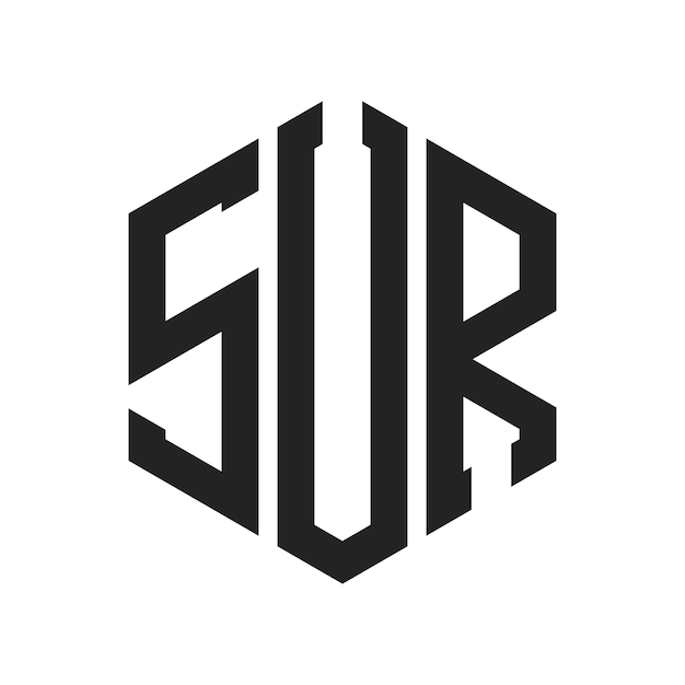 Diseño del logotipo SUR Letra inicial SUR Monograma Logotipo con forma de hexágono