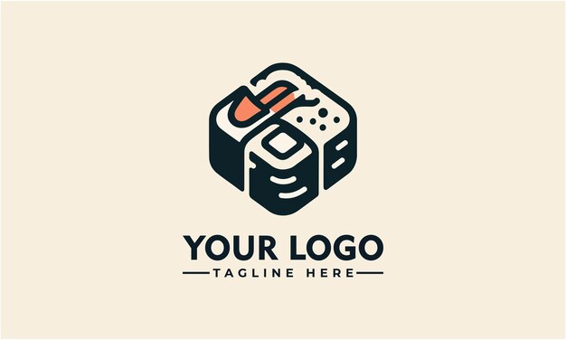 Diseño de logotipo de Sushi Vector Emblema artístico de cocina japonesa para restaurantes y más